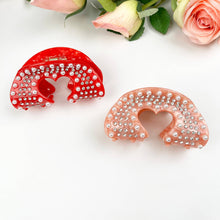 Load image into Gallery viewer, Acetate Love Heart Hair Clip Diamond-encrusted Clip: Red-slip-8CM
