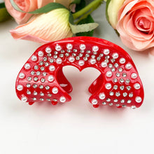 Load image into Gallery viewer, Acetate Love Heart Hair Clip Diamond-encrusted Clip: Red-slip-8CM
