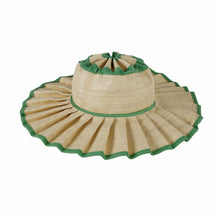 Load image into Gallery viewer, Ruffle Check Straw Hat Wide Brim Plaid Sun Hat: TGGrass / M
