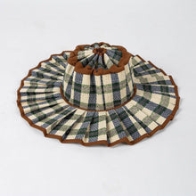 Load image into Gallery viewer, Ruffle Check Straw Hat Wide Brim Plaid Sun Hat: TGBeige / M
