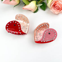 Load image into Gallery viewer, Acetate Love Heart Hair Clip Diamond-encrusted Clip: Red-slip-8CM
