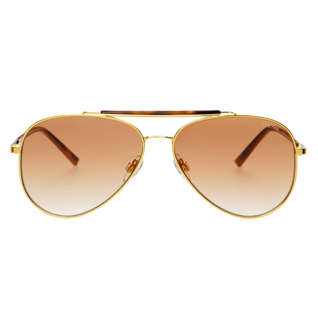 Dallas Unisex Aviator Sunglasses: Gold / Brown