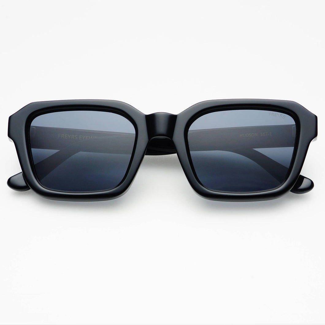 Hudson Acetate Unisex Rectangular Sunglasses: Black