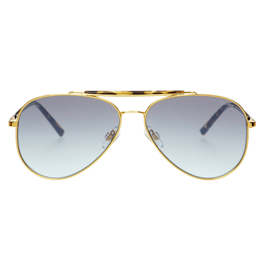 Dallas Unisex Aviator Sunglasses: Gold / Blue